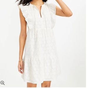 LOFT shimmer clip ruffle tie dress